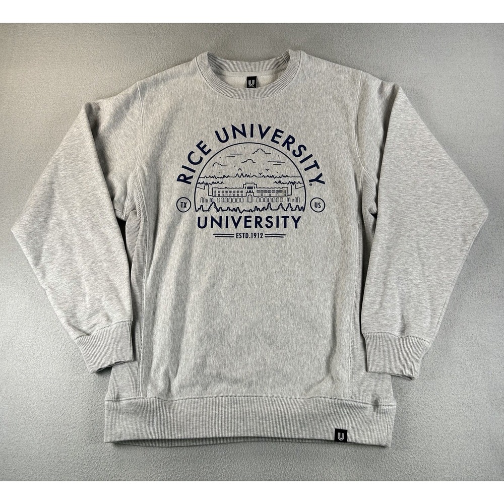 Rice University Crewneck Sweatshirt LARGE Gray Uscape Graphic Logo